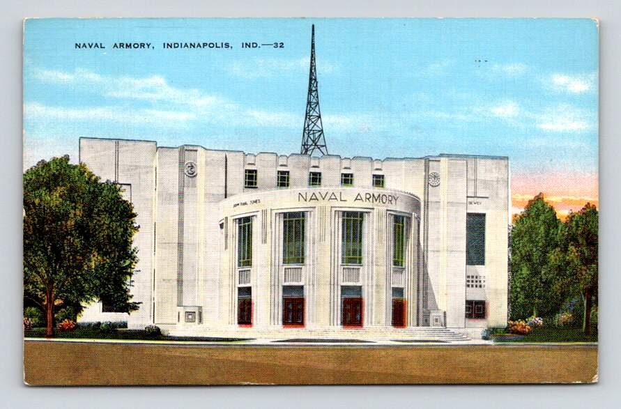 Naval Armory, Indianapolis Indiana Vintage 1947 Postcard  (eH693)