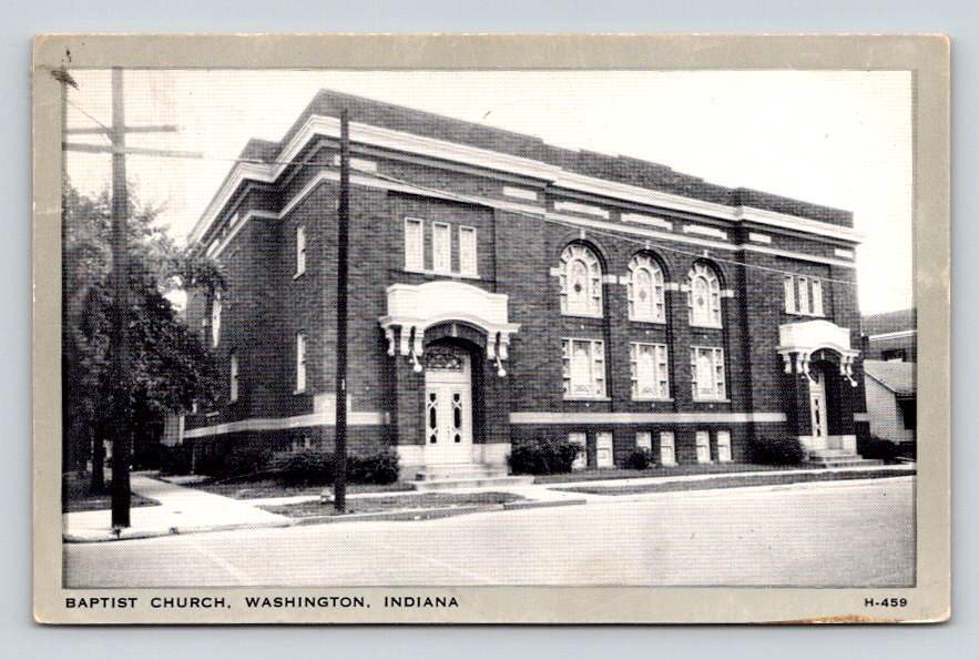 Baptist Church Washington Indiana Vintage 1947 Postcard  (eH703)