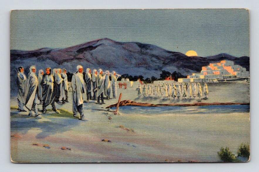 Taos Indian Boys Singing to their Sweethearts, Mural in New Mexico Postcard  (eH721)