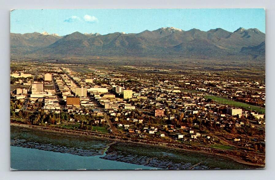 Anchorage Alaska Aerial View 1968 Postcard  (eH753)