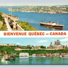 Bienvenue Quebec Canada White Banner Postcard  (eH787)