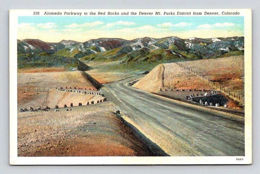 Alameda Parkway Red Rocks, Denver Mt Parks District Colorado Postcard (eH825)