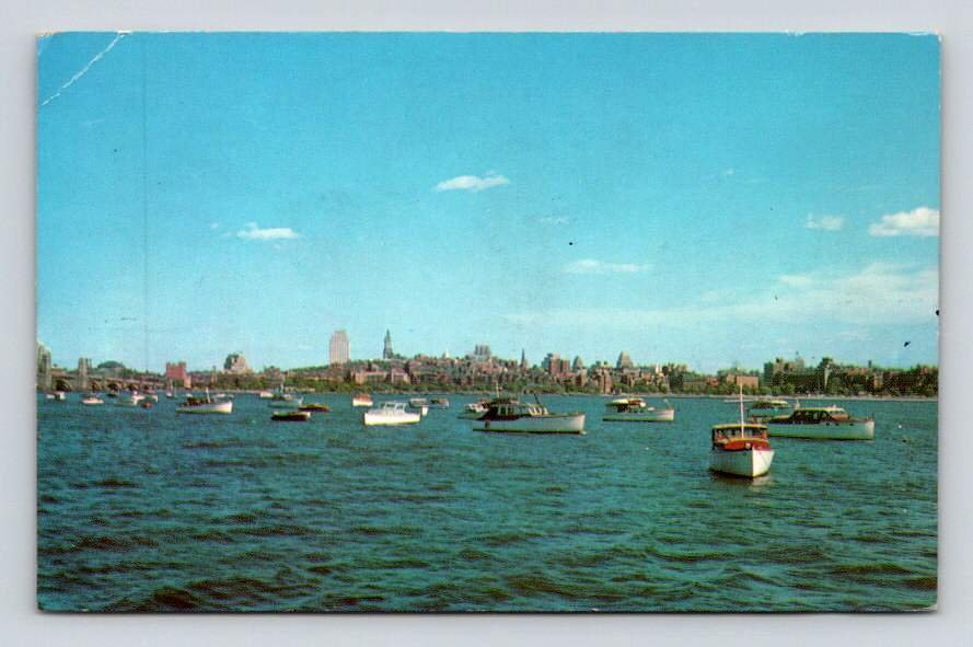 Boston Massachusetts Skyline From Charles River 1965 Postcard (eH875)