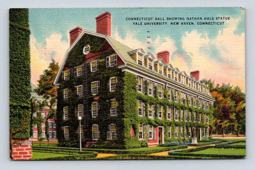 Connecticut Hall Yale University New Haven Connecticut Linen 1951 Postcard (eH885)