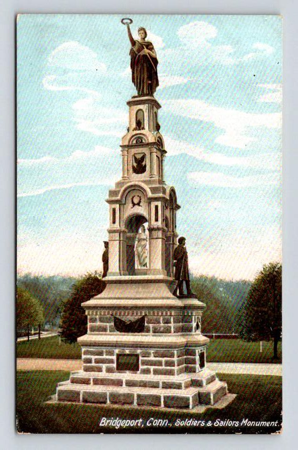 Solders & Sailors Monument Bridgeport Connecticut Postcard (eH893)