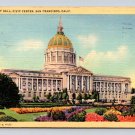 San Francisco California City Hall, Civic Center Linen 1944 Postcard (eH919)