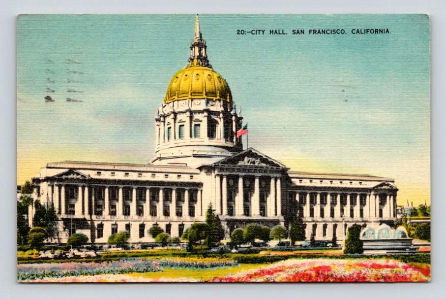 San Francisco California City Hall Linen 1946 Postcard (eH921)