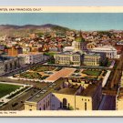 San Francisco California Civic Center Aerial View Linen Postcard (eH949)