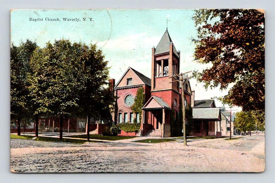 Waverly New York Postcard Baptist Church (eH1031)