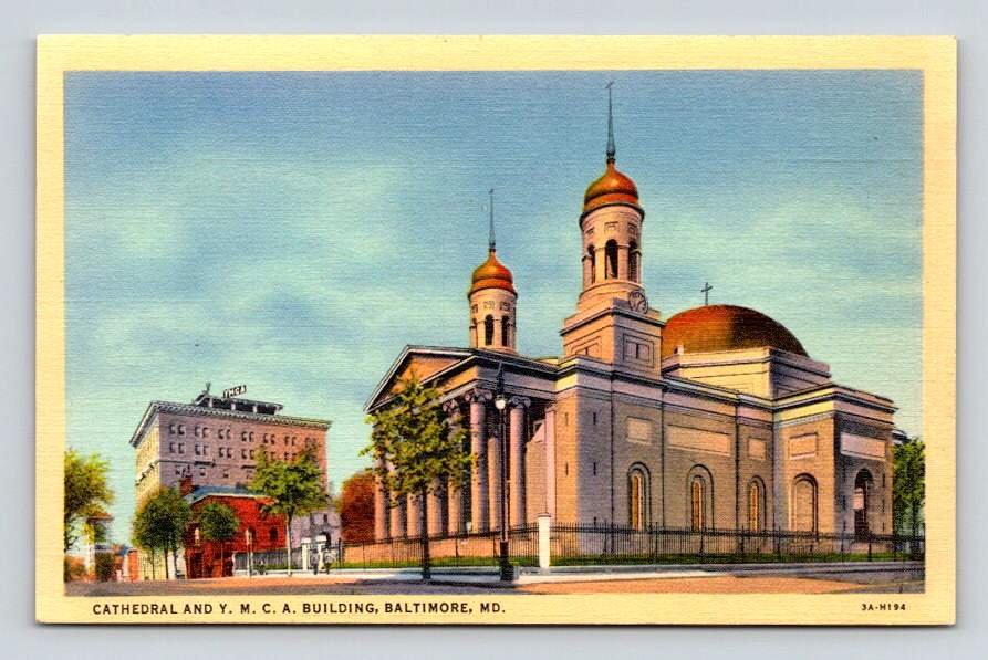 Baltimore Maryland Cathedral and Y.M.C.A. Building Postcard (eH1087)