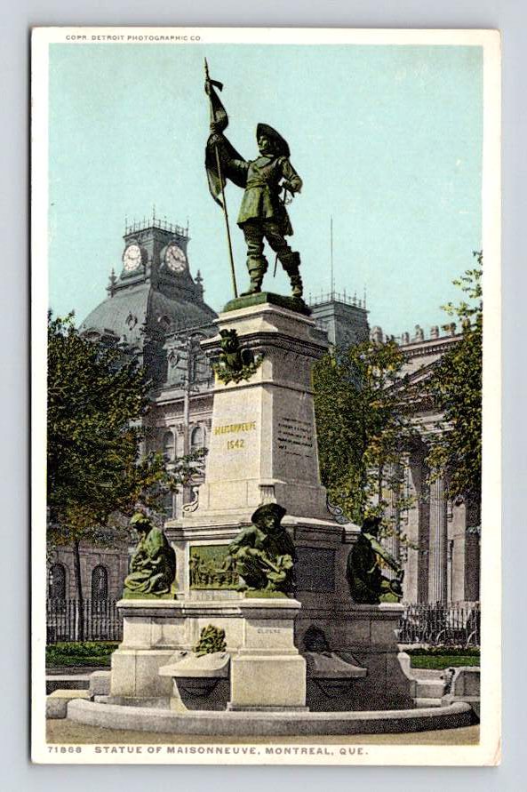 Montreal Quebec Canada Statue of Maisonneuve - Phostint Postcard (eCL99)