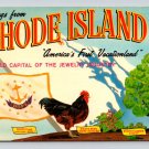 Rhode Island Greetings Fom With Red Hen Postcard (eCL122)