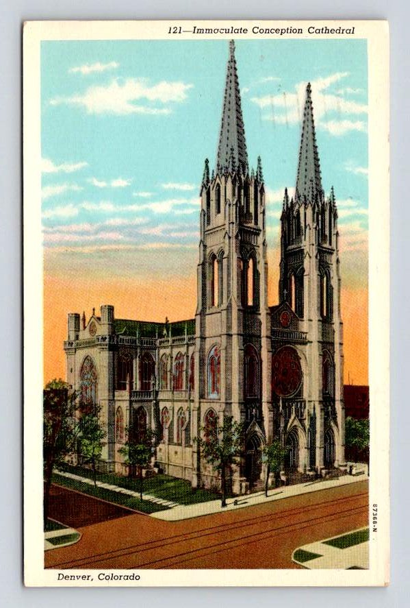 Denver Colorado Immaculate Conception Cathedral Postcard 1951 (eCL250)