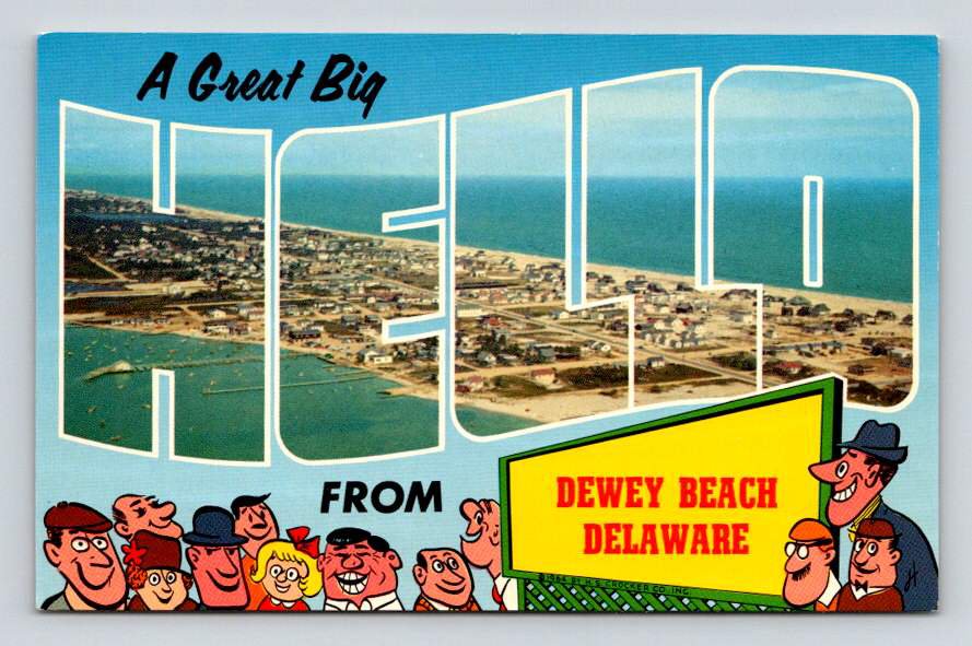 Dewey Beach Delaware Large Letter Hello Postcard (eCL268)