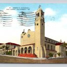 San Diego California St. Jospeh's Cathedral 1946 Postcard (eCL312)