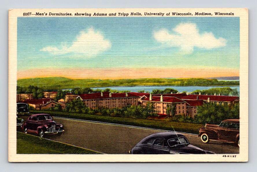 Madison Wisconsin University Men's Dormitories Linen 1948 Postcard (eCL472)