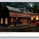 NYC N.Y.C. New York City Depot Hudson NY Night Full Moon Train Station Postcard (eCL524)