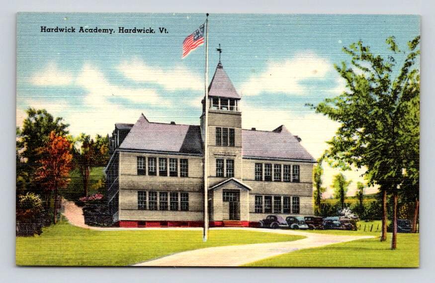 Hardwick Academy Vermont Linen Postcard (eCL574)