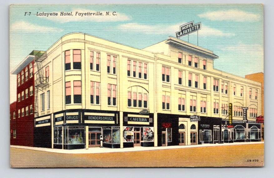 Fayetteville Norh Carolina, N.C. Hotel 1951 Postcard (eCL610)