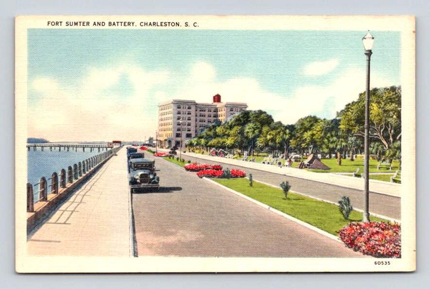 Charleston South Carolina, S.C. Fort Sumter and Battery Postcard (eCL614)