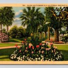 Residential District California Palms and Flowers Postcard (eCL690)