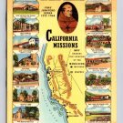 California Spanish Missions Map Postcard (eCL696)