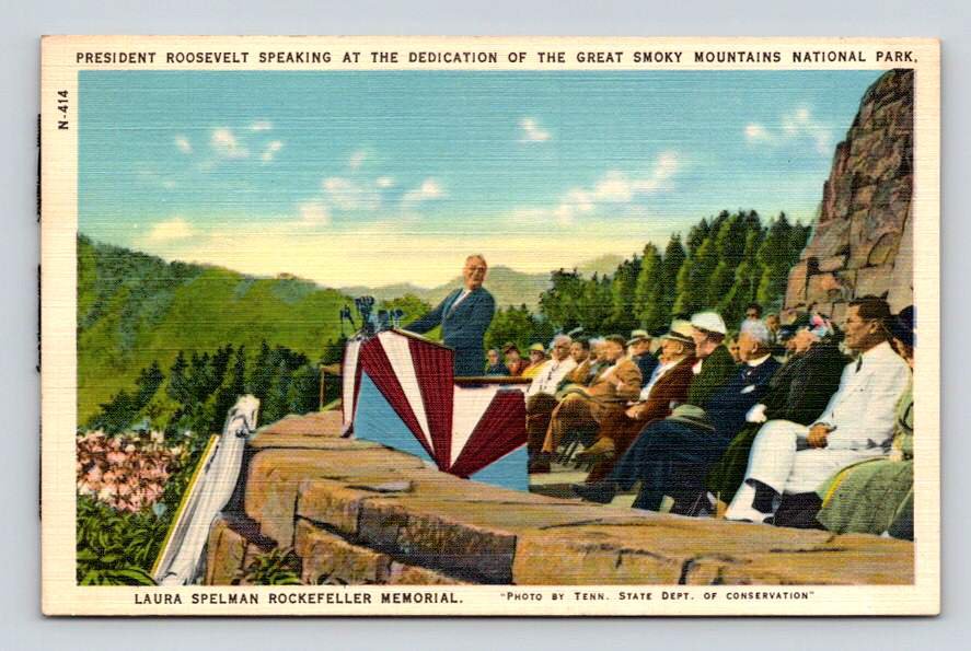 Tennessee, North Carolina President Roosevelt at Dedication of Park 1942 Postcard (eCL698)