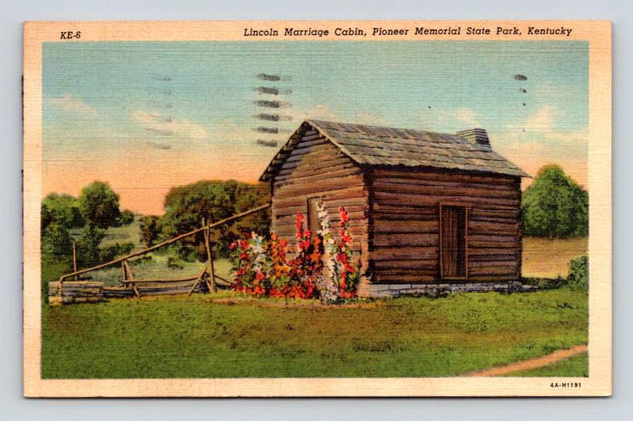 Pioneer Memorial State Park Kentucky Lincoln Marriage Cabin Postcard (eCL706)