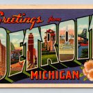 Detroit Michigan Greetings From Large Letter Vintage 1956 Postcard (ecL728)