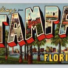 Tampa Florida Greetings From Large Letter Vintage 1946 Postcard (ecL734)