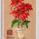 Signed John Winsch A Merry Christmas To You Poinsettias Embossed Postcard (ecL906)