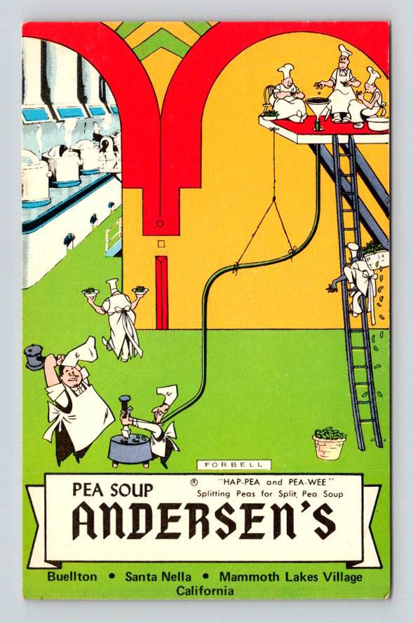 Pea Soup Andersens Restaurant Buellton California CA Postcard (ecL968)