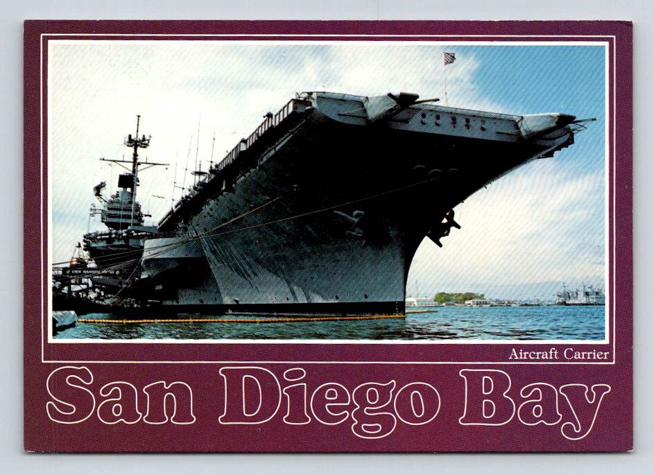 San Diego Bay Aircraft Carrier California CA Postcard (ecL986)