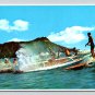 Hawaii Ridding The Waves Waikiki Surfing Postcard (ecL1028)