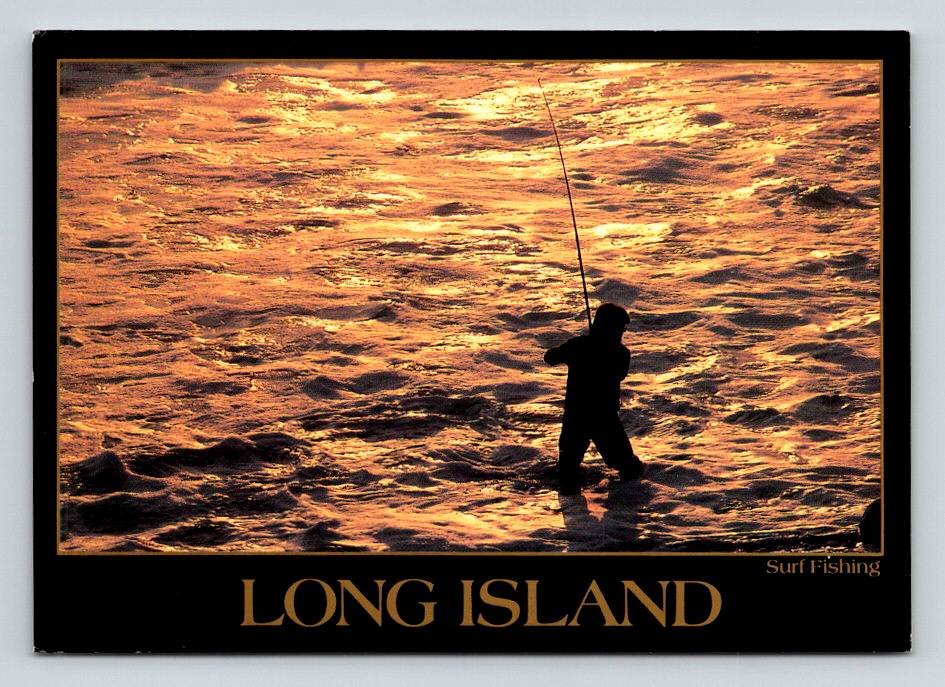 Long Island New York Surf Fishing Postcard (ecL1070)