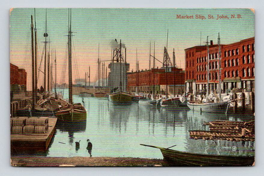 St. John's Market Slip New Brunswick Canada Postcard (eCL1132)