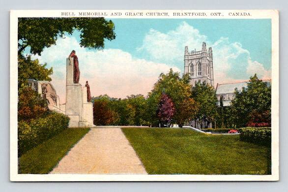 Brantford Ontario Bell Memorial and Grace Church Ontario Postcard (eCM117)