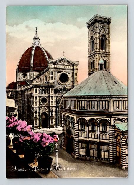 RPPC Florence, Firenze Italy, Italia Cathedral & Baptistery Postcard (ContA-151}