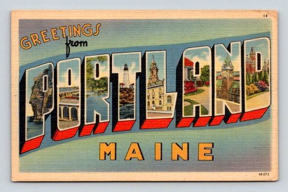 Greetings From Portland Maine Large Letter Postcard (ecM254)