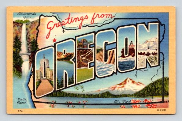 Greetings From Oregon Large Letter Postcard (ecM266)