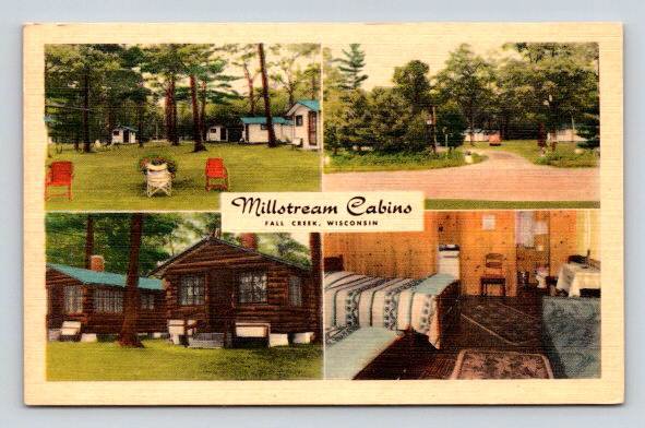 Fall Creek Wisconsin Millstream Cabins Postcard (ecM272)