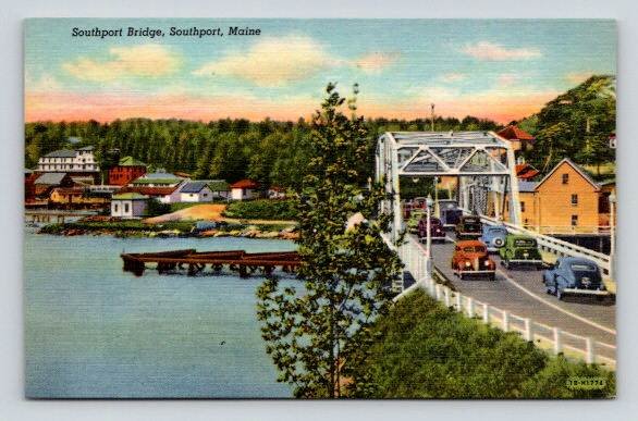 Southport Bridge Maine Postcard (ecM280)