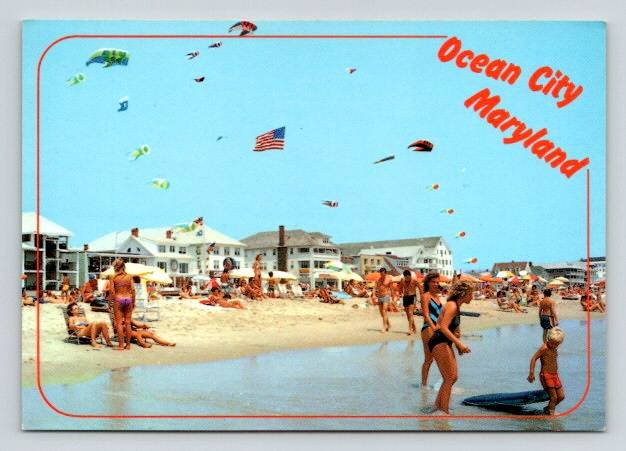 Ocean City Maryland Beach at 6th Street - Prezip Code Postcard (ContA-661)