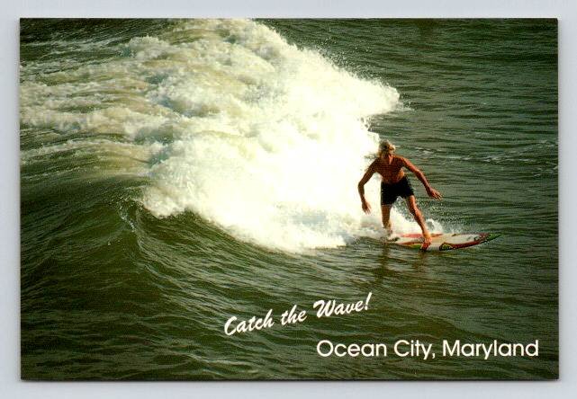 Ocean City Maryland Beach Surfer, Catch A Wave Postcard (ContA-665)