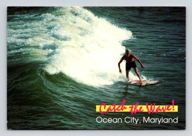 Ocean City Maryland Beach Surfer, Catch A Wave Postcard (ContA-673)