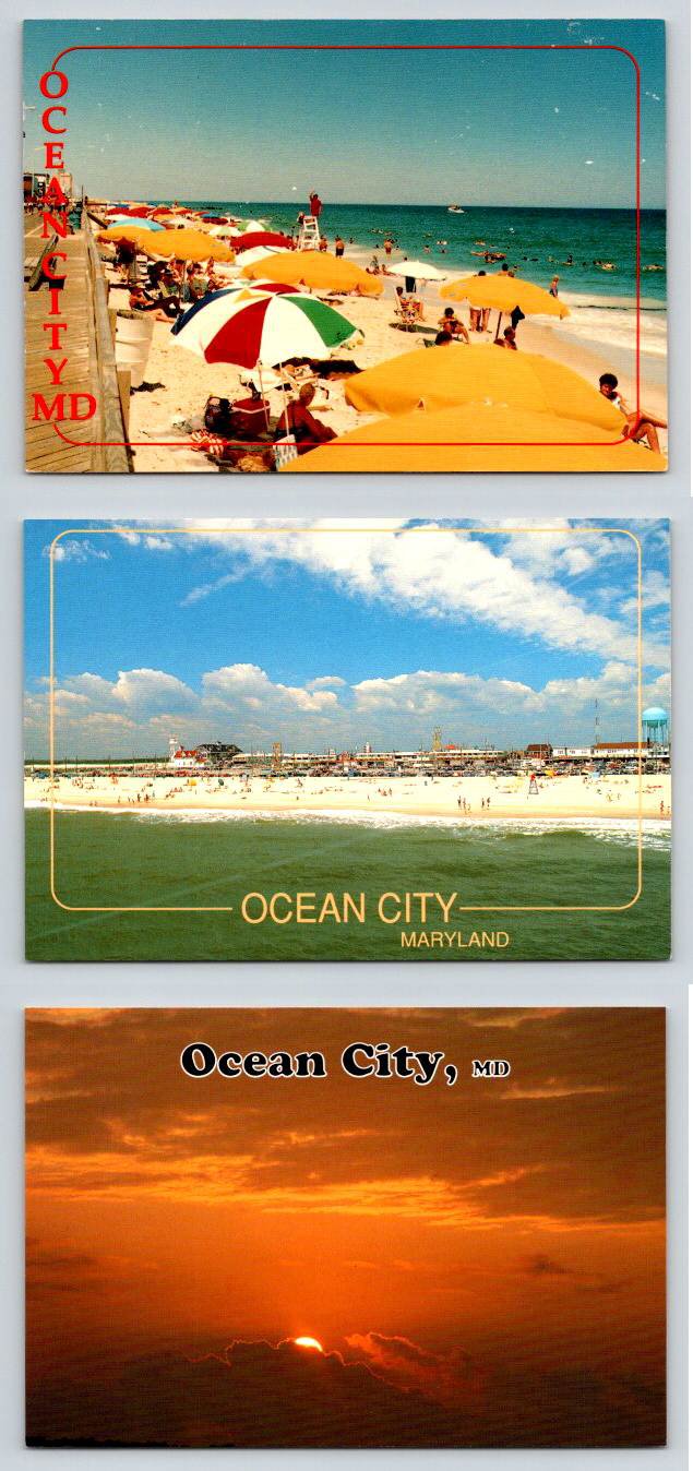 Ocean City Maryland - Boardwalk, Beach Bird's Eye View Lot of 3 Postcards (ContA-687)