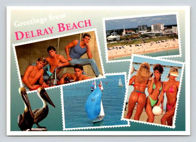 Delray Beach Florida Greetings From Beefcakes, Hunks, Pinup Babes Postcard (ContA-701)