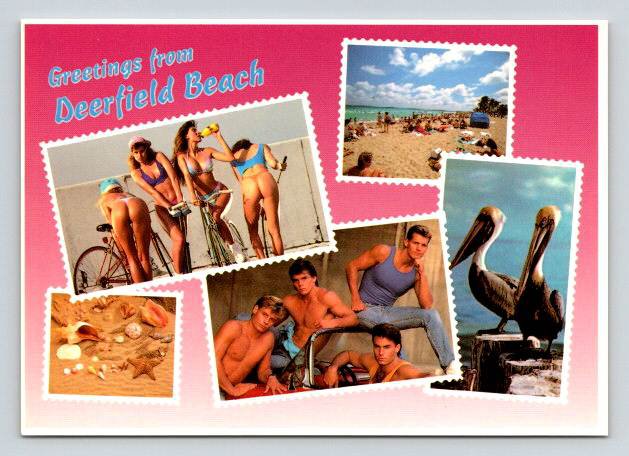 Deerfield Beach Florida Greetings From Beefcakes, Hunks, Pinup Babes Postcard (ContA-703)