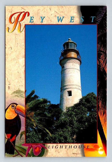 Key West Florida Lighthouse - Toucan Bird Continental Postcard (ContA-771)