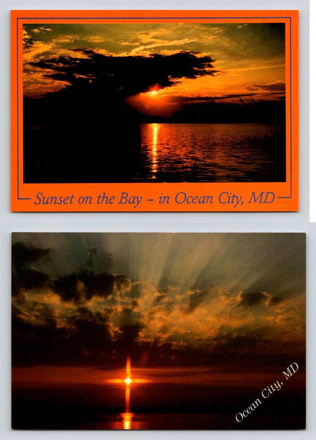 Ocean City, Maryland Sunset on the Bay - Lof of 2 Continental Postcard (ContB-53)
